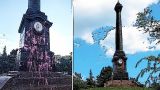 В Одессе местные нацики облили краской Александровскую колонну