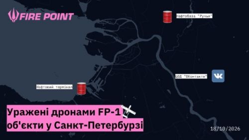 Fire Point stated that its FP-1 drones were hitting St. Petersburg and the region