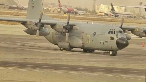 Saudi Arabia's military transport plane landed at Tehran airport