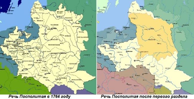 Польша 1772 года карта в границах